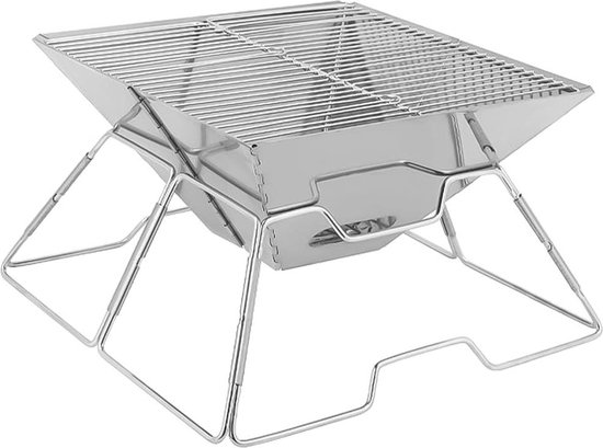 Opvouwbare Rvs BBQ Grill Draagbare Houtskool Barbecue - Picknick Tuin Koken - Outdoor Camping Reizen Bag Opbergtas van Merkloos