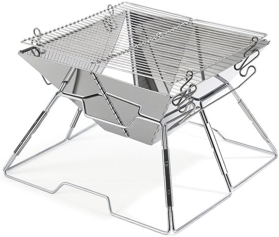 Opvouwbare RVS Houtskoolbarbecue – Compacte BBQ met Verstelbaar Grillrooster