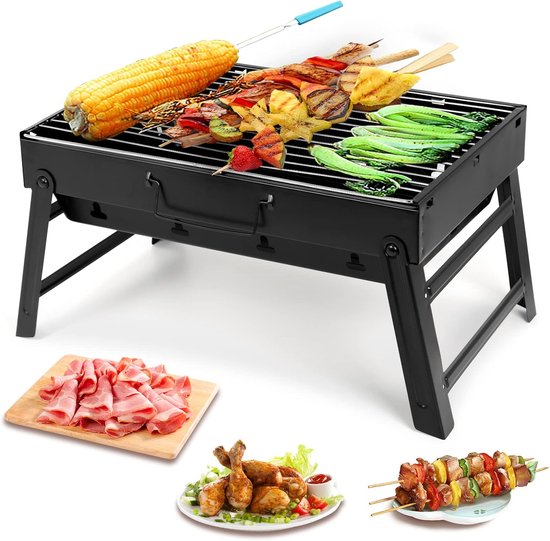 Opvouwbare tafel bbq - Smokerbarbecues - Tafelbarbecue houtskool - Smoker mini barbecue - Houtskoolbarbecues - Camping barbecues - BBQ Grill - Barbeque - Tafelbarbecues - Grilloppervlak (L x B) 44.5 x 31.5cm van Merkloos