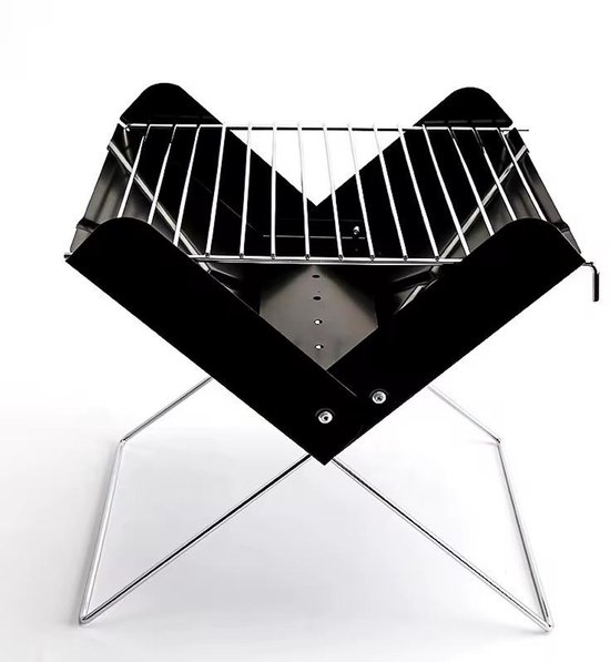 Opvouwbare X-Vorm Houtskool BBQ Grill – Draagbare Mini Barbecue voor Buiten – Camping, Picknick en Tuin – 30x26x30 cm van Merkloos