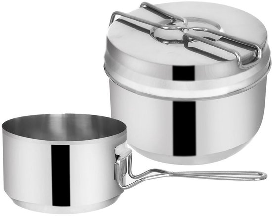 Orion - Stalen Menažka - 1,5 l & 900 ml - Opvouwbare Handgrepen - 3-Delig van orion