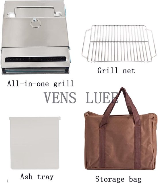 Outdoor Opvouwbare Barbecue Grill Roestvrij Staal Geïntegreerde Brand Houtkachel Camping BBQ Grill Houtskool Grill (Style4) van Merkloos