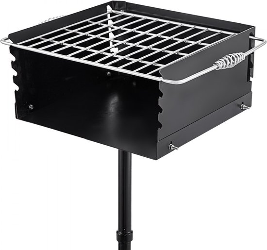 Outdoor Park Grill 16 x 16 Inch Park Style Houtskoolgrill Grootte van Grilldoos 40,6 x 40,6 x 20,3 cm Verstelbare Park Charcoal Grill, Hoogte Paal 127 cm, voor Houtskoolgrill Wandelen Picknick van VEVOR