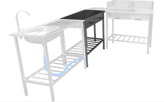 Outdoor RVS Spoeltafel - RVS Barbecuetafel - Garten RVS Keukentafel van Merkloos