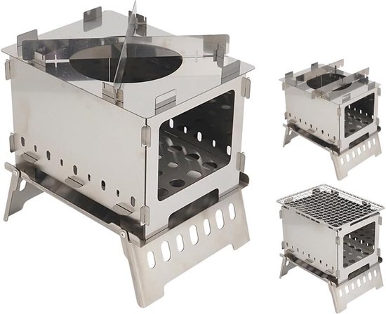 Outdoor Vouwkaart Grill Barbecue Camping Winddicht Brandende Vuur Tafel Draagbare Houtskool Brandbranden Brandhout Barbecue Kachel (Stijl 3) van Anself