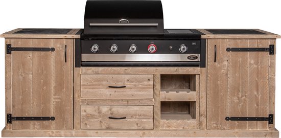 Outside Meubelen | Buitenkeuken - Padang | Boretti Ibrido Top BBQ | Natuursteen blad | Steigerhout | Tuinmeubelen van Boretti