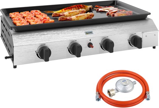 Outsunny Gasbarbecue Roestvrij staal, metaal 77L x 44,5B x 19H cm Zilver+Zwart van Merkloos