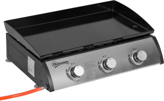 Outsunny - Gasbarbecue - RVS - 63L x 48B x 21H cm - Zwart van Merkloos
