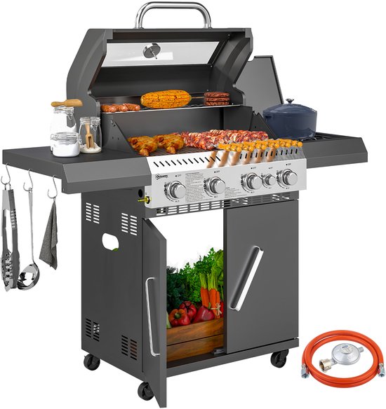 Outsunny - Gasbarbecue - Staal - 135L x 54B x 110H cm - Zwart van Merkloos