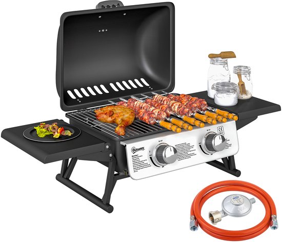 Outsunny Gasbarbecue Staal, Roestvrij Staal 101L x 48B x 41H cm Zwart van Merkloos