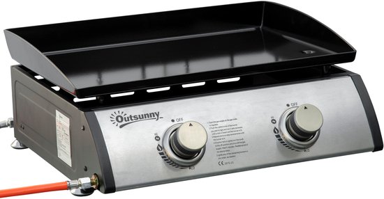 Outsunny-Gasgrill-Rostfreier Stahl, Emailliertes Eisen-48,5L x 46B x 21H cm-Silber van Merkloos