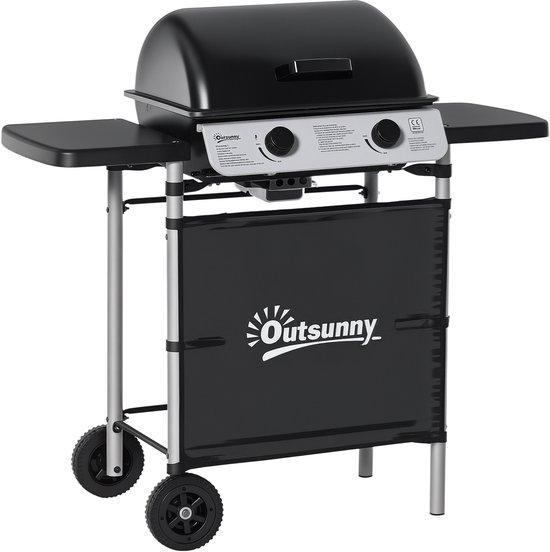Outsunny Gasgrill - Staal - 104x49x99cm - Zwart
