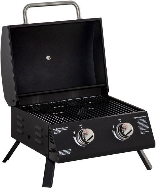 Outsunny Gasgrill - Staal - 55x46,5x41cm - Zwart