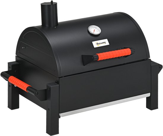 Outsunny-Holzhohlgrill-Verzinkter Stahl-68,5L x 50B x 54H cm-Schwarz van Merkloos