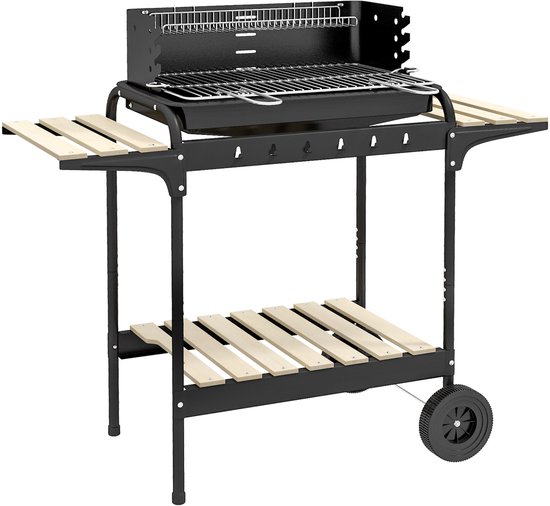 Outsunny - Houtskoolbarbecue - Metaal - 103L x 47B x 95H cm - Zwart van Merkloos