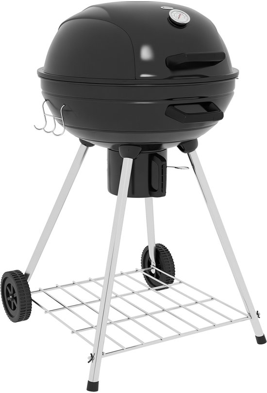 Outsunny Ronde Grill Metaal, Kunststof 55L x 65B x 89H cm Zwart van Merkloos