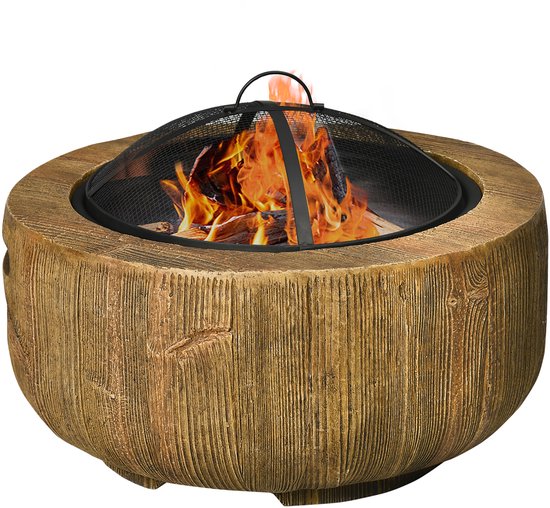 Outsunny vuurschaal - metaal/magnesiumoxide - 61,5x61,5x39 cm - bruin van Merkloos