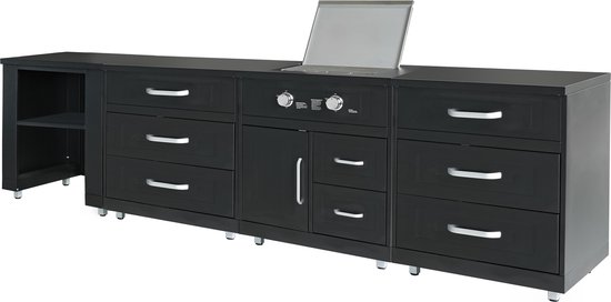 Oviala - 4-element buitenkeuken met zwart gasfornuis - Memphis van Merkloos