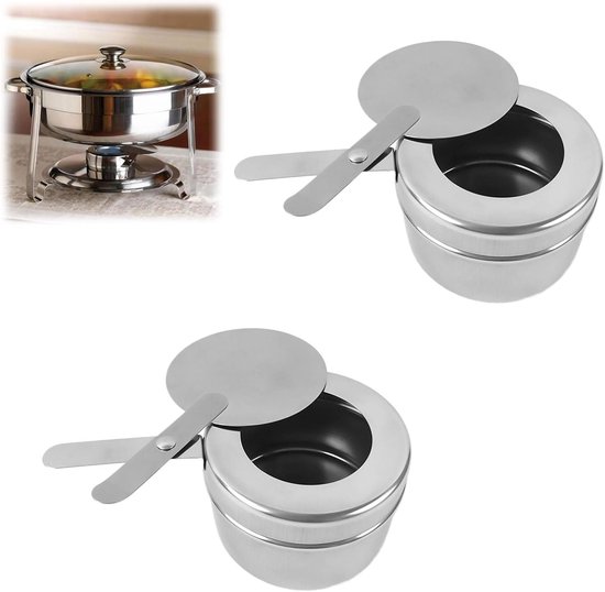 Pack of 2 Fire Pasta Holders - RVS Spiral Branders met Deksel - Draagbare Fondue Branders voor Buffets - Grill Feesten - Hot Pot - Buiten - Kamperen van Merkloos