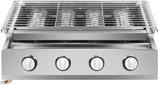 Paco Goederen® 4-branders BBQ-propaangasgril - Roestvrij Staal - Draagbare LPG - Tafelmodel - In Hoogte Verstelbare Gasgrill- Tuin Terras Balkon Camping - Afneembare rookloze barbecuegrill - Snelle opwarming van Paco Goederen®
