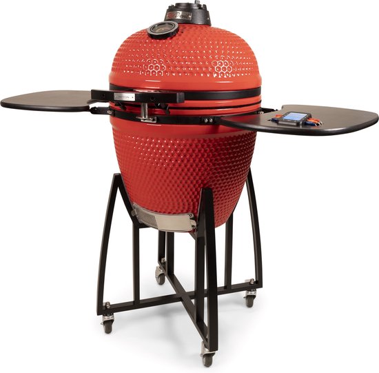 Patton - Kamado 21" - Premium Red Devil - Keramische barbecue - incl. Bluetooth kerntemperatuurmeter - LED verlichting - Large - Compleet - Rood van Patton