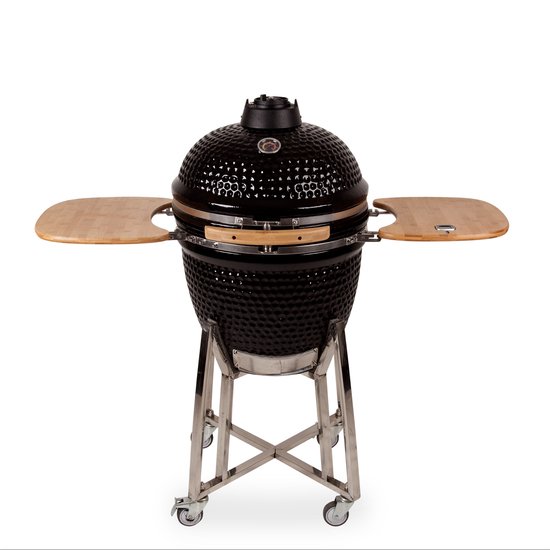 Patton Kamado Grill Houtskoolbarbecue - 21" - Grilloppervlak Ø 47 cm - Met Smart Thermometer - Zwart van Merkloos
