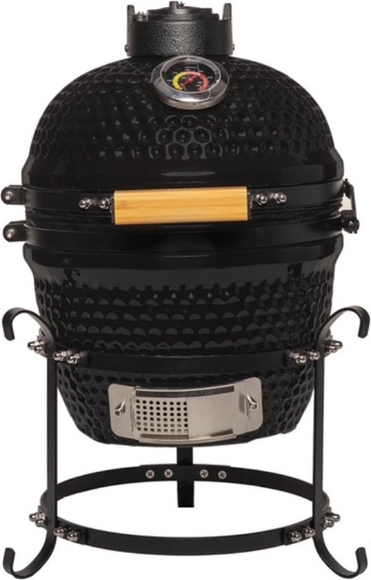 Patton Kamado Keramische Houtskoolbarbecue - 13" - Inclusief Heatdeflector - Mat Zwart van Patton
