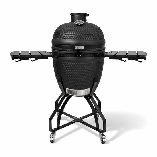 Patton Premium Large 21" Kamado met Onderstel en Zijtafels - Rooster Ø47 cm - Matzwart van Merkloos