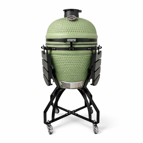 Patton Premium Large 21" Kamado met Onderstel en Zijtafels - Rooster Ø47 cm - Olijfgroen van Merkloos
