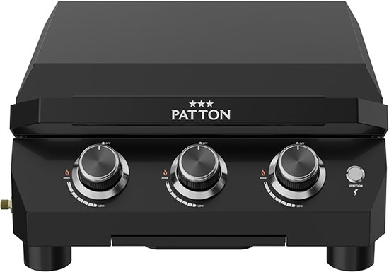 Patton Vigor D300 Plancha Gasbarbecue met Deksel en RVS Bakplaat - 3 Branders