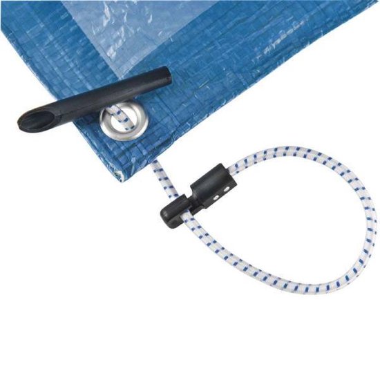 Perel Spanners voor dekzeil, elastisch, met haak, rubber, wit/zwart, 4 stuks van Perel