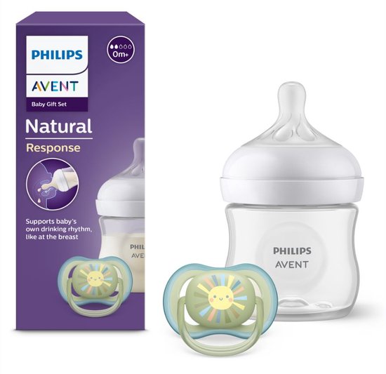 Philips Avent Natural Response – Cadeau set - 125ml babyfles en Ultra Air speen 0-6 maanden - SCD837/10 van Philips