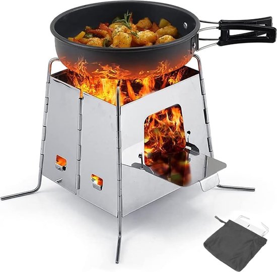 picknickbarbecueDraagbare Roestvrij staal Opvouwbare Houtskool BBQ Grill Afneembare Kleine BBQ Grill grillset winddicht Camping Buiten Reizen Met Draagtas van Merkloos