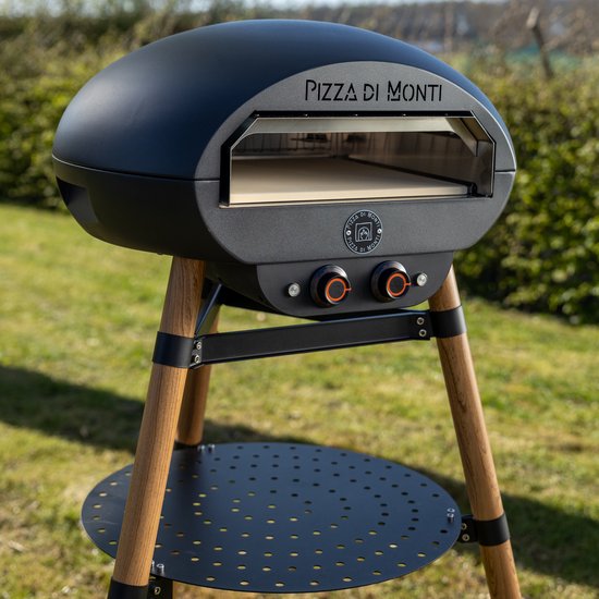 Pizza di Monti Fiorenza Elektrische Pizzaoven 400°C – Pizzasteen 13” – Pizza tot 30 cm – 1200W – 15 min – Binnen & Buiten – Incl. Schep, Thermometer & Hoes – Houtlook van Merkloos