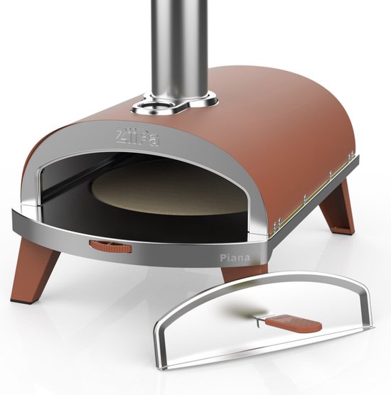 Pizza oven Piana Ziipa - Pellets / Houtskool - Coriedieten pizzasteen - kleur Terracotta van Merkloos