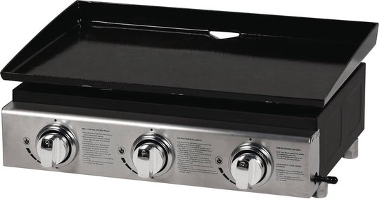 Plancha gas barbecue grill "Presto 3" - 3 branders - 7,5 kW - Grijs van Merkloos