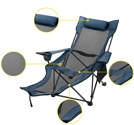 Polaza® Ligstoel - Camping Stoel - Luxe Ligstoel - Loungestoel - Stoel voor Buiten - Klapstoel Camping - Opvouwbaar - Grijs van Polaza
