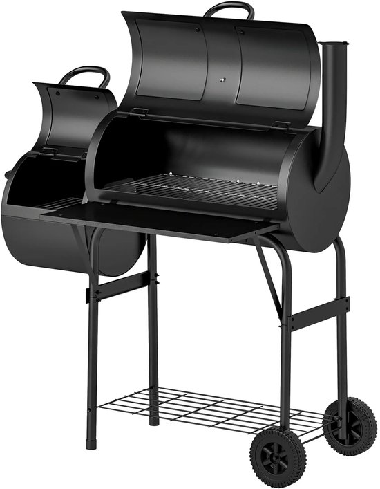 Premie Houtskool barbecue - Smoker Barbecue - 2-in-1 ontwerp - BBQ voor buiten, tuin - Zwart van Cavani