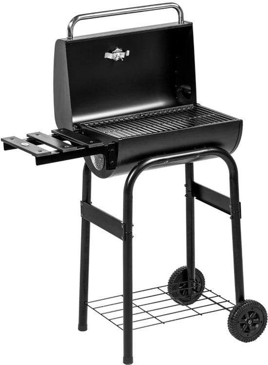 Premie Houtskool Barbecue - Smoker Barbecue - Barbecuegrill - Houtskoolgrill met Deksel, Handgrepen, Thermometer, Wielen - Verplaatsbaar - BBQ voor buiten, tuin - 83 x 46,5 x 115 cm - Zwart van Merkloos