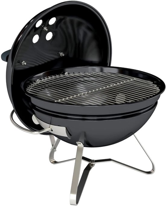 Premie Houtskool Barbecue - Smoker Barbecue - Draagbare Houtskoolgrill - met Deksel, Handvat & Verstelbare Ventilatiesleuven - BBQ voor Kamperen, Buiten, Tuin - 41 x 41 x 44 cm - Zwart van Merkloos