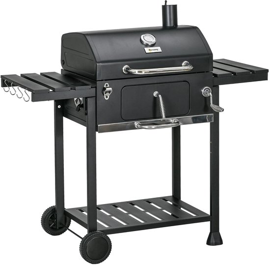 Premie Houtskool barbecue - Smoker Barbecue - Grilloppervlak 54x42cm - BBQ voor buiten, tuin - Zwart van Merkloos