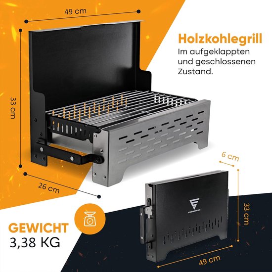 Premium campinggrill: de draagbare klapgrill voor echte barbecuefans, ontworpen en getest in Duitsland voor de ultieme outdoor-ervaring, houtskoolgrill, bbq-grill, tafelgrill van Merkloos