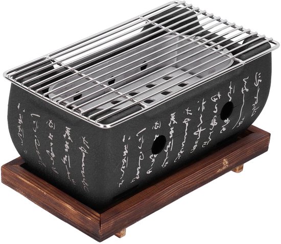 Premium - Draagbare BBQ Grill - Japanse Barbecue - Mini - Huishoudelijke - Aluminium - Houtskool - Barbecue Kachel - Oven Accessoires - Geschikt voor Buiten - Rookvrij - Koken - Afneembare - Zwart - Milieuvriendelijk - Makkelijk schoon te maken van Merkloos