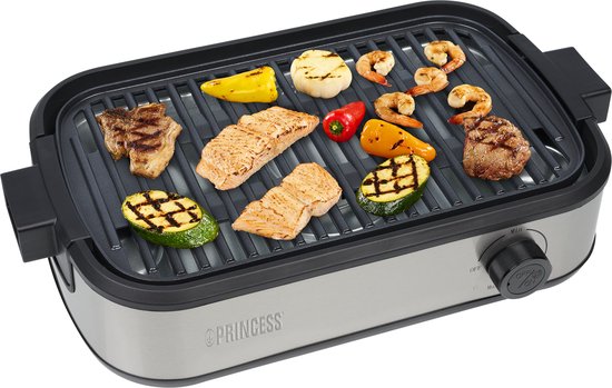 Princess Table Chef Purify - 103215 - Tafel BBQ - 35 x 21 cm - Tafelgrill en Barbeque met Luchtfiltersysteem - Ingebouwde Afzuiging - Tot 260 Graden - PFAS Vrij -1800 W van Merkloos