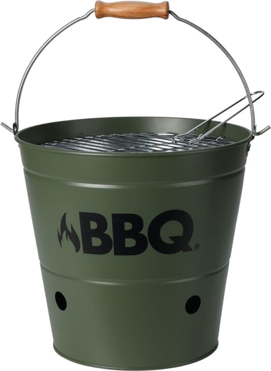 ProGarden Barbecue emmer BBQ 26 cm olijfgroen van Merkloos