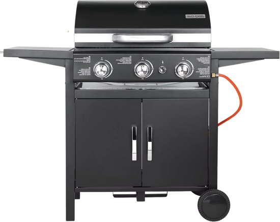 Propaangas BBQ-Grill met 3 Branders - Gas barbecue - Gietijzeren Roosters, Impulsontsteking & Thermometer van Merkloos