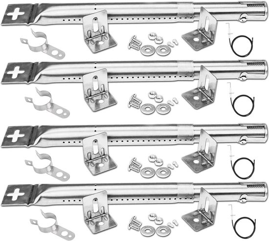 QPFO® Universele Gasgrill Brander 31–45 cm – Verstelbare RVS Branderbuis & Heat Shield – 4-delige Vervangingsset voor Gasbarbecue van QPFO