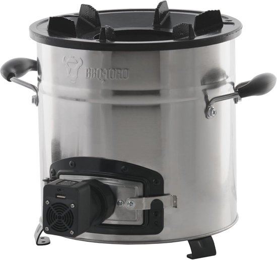 Raketoven voor buiten - roestvrij stalen multifunctionele rocket stove met USB-ventilator van Merkloos