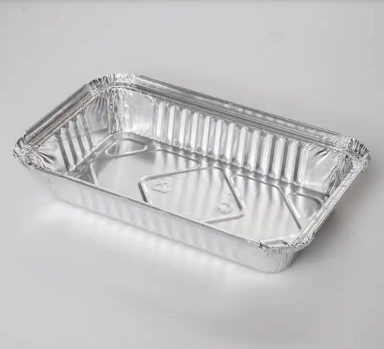 Rechthoekige aluminium wegwerp bakje 650ml 224x132x34mm per 100 stuks inclusief deksels - Alu bakje - Ideaal voor barbecue - Fitness - Take Away - Prep meal - Aluminium bakjes wegwerp - Aluminium bakjes met deksel - Aluminium wegwerp bakjes van BSPN