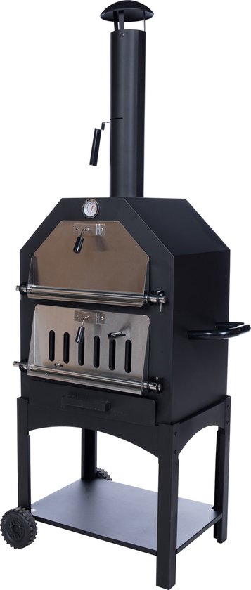 RedFire - Lorenzo Outdoor Oven - Zwart - Staal - Stevig staal - Industrieel - Terrasverwarming - Sfeerhaard - Oven - inclusief: Pizza Plaat - Oven 50 x 37 cm van RedFire
